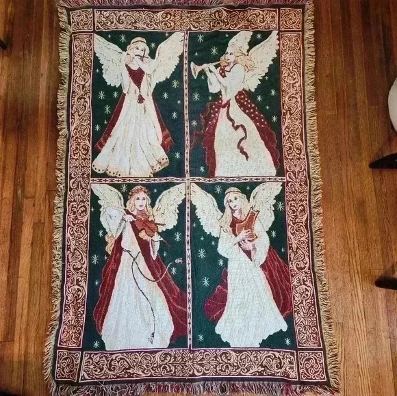 Goodwin Weavers Blessings of Angels Cotton Tapestry Throw Blanket USA Made 48x65 - Picture 1 of 6